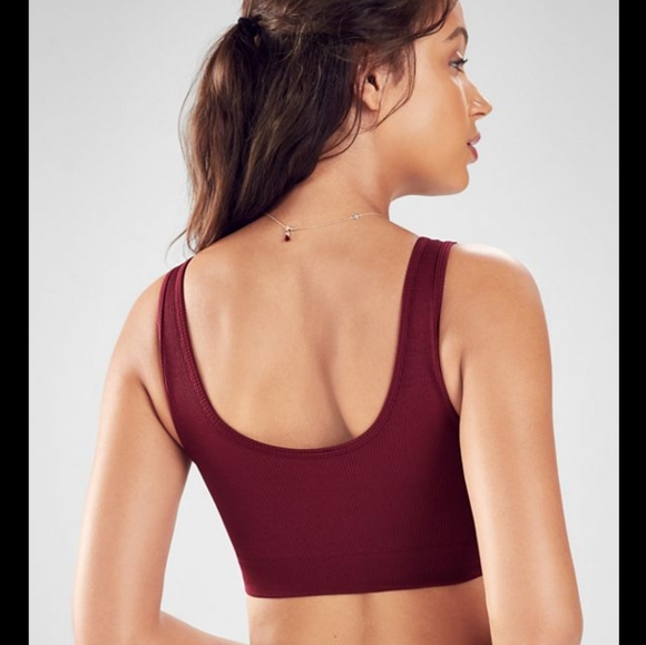 Fabletics Harper maroon slashed ribbed sports bra - Picture 3 of 7